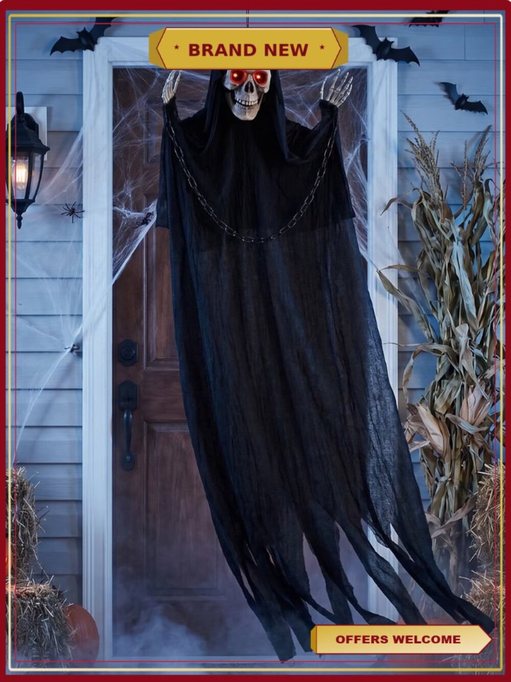 6ft Halloween Grim Reaper Hanging Skeleton Decoration Outdoor Yard